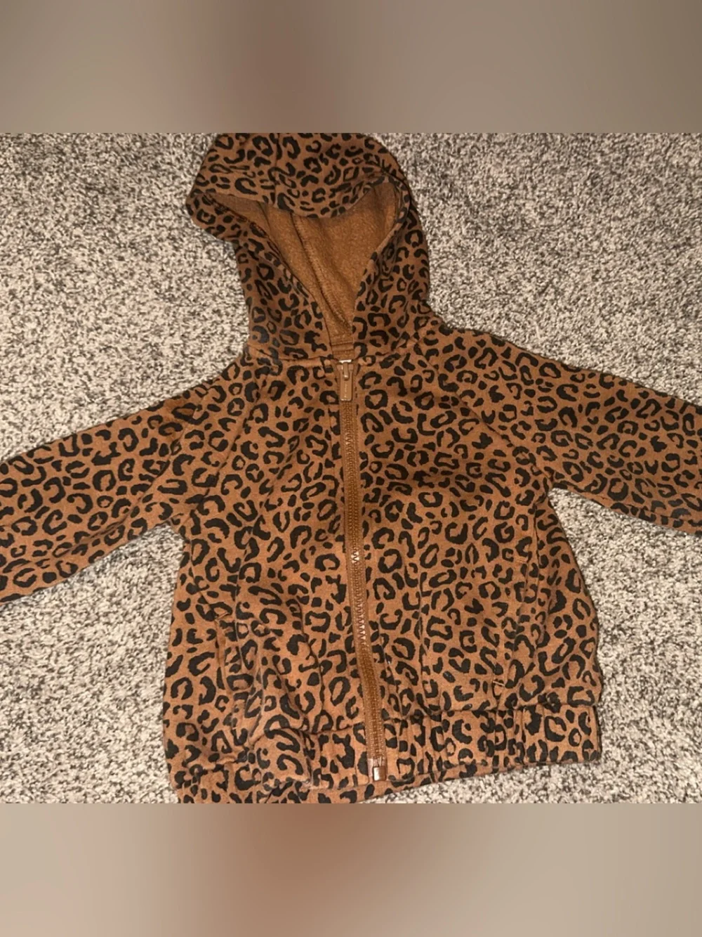 Old Navy Kids' Leopard Print Hooded Puffer Jacket - Brown/Black